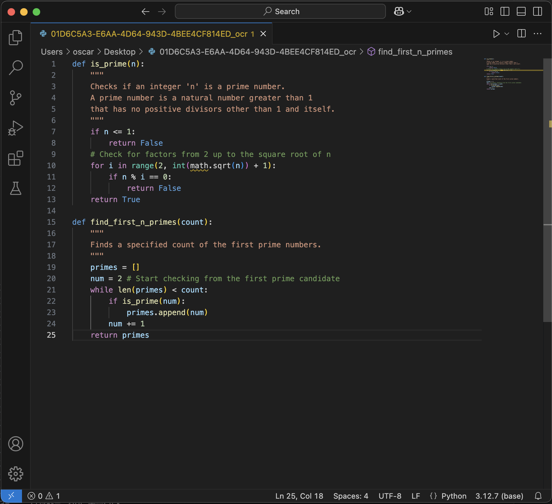 Extracted Code in VS Code