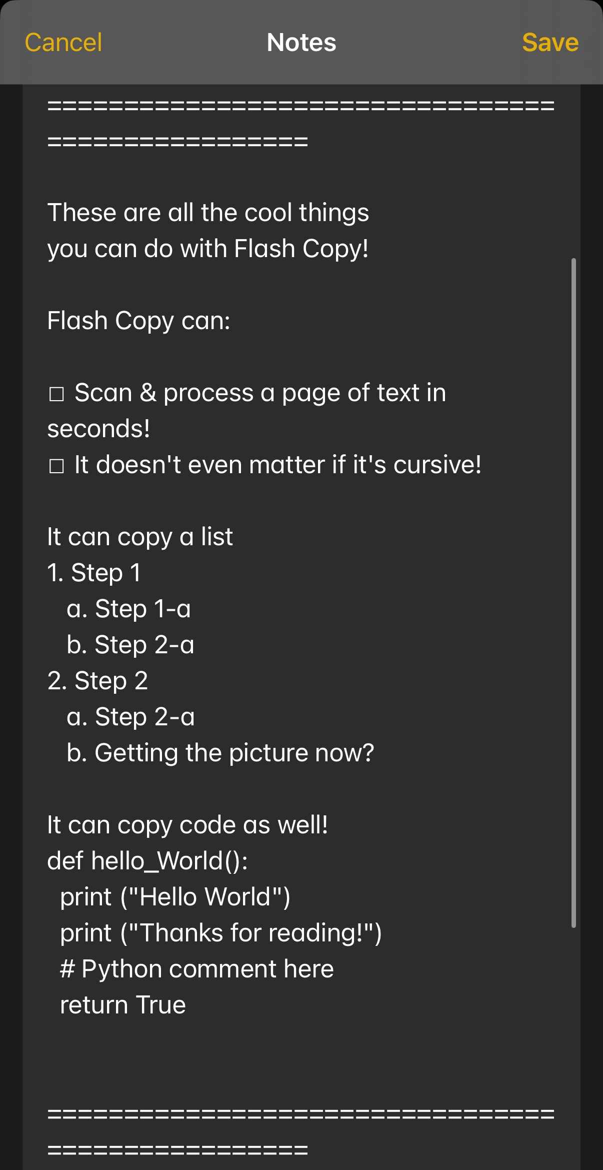 Notes saved in Apple Notes